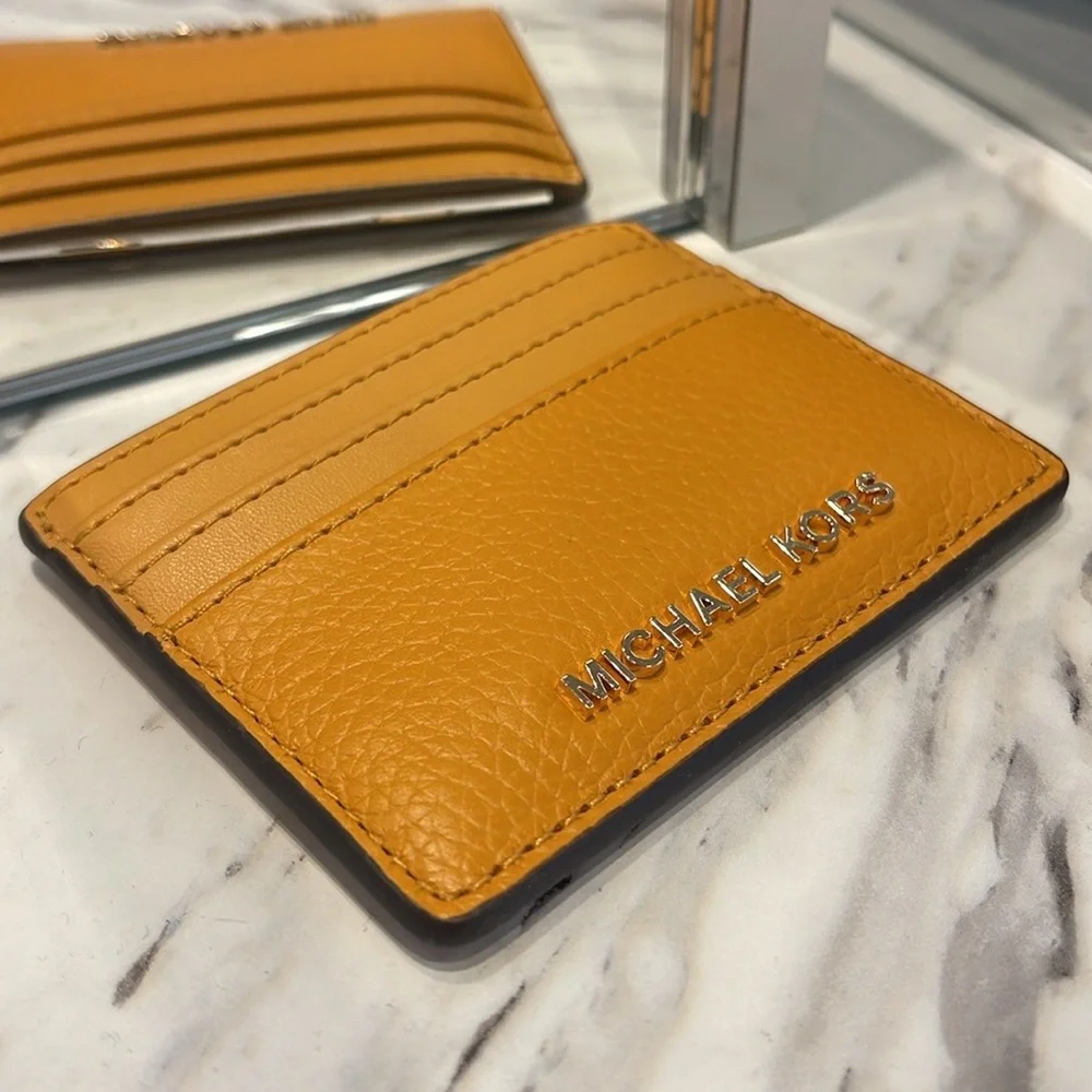 MICHAEL KORS Large Pebbled Leather Card Holder Case Cider NWT